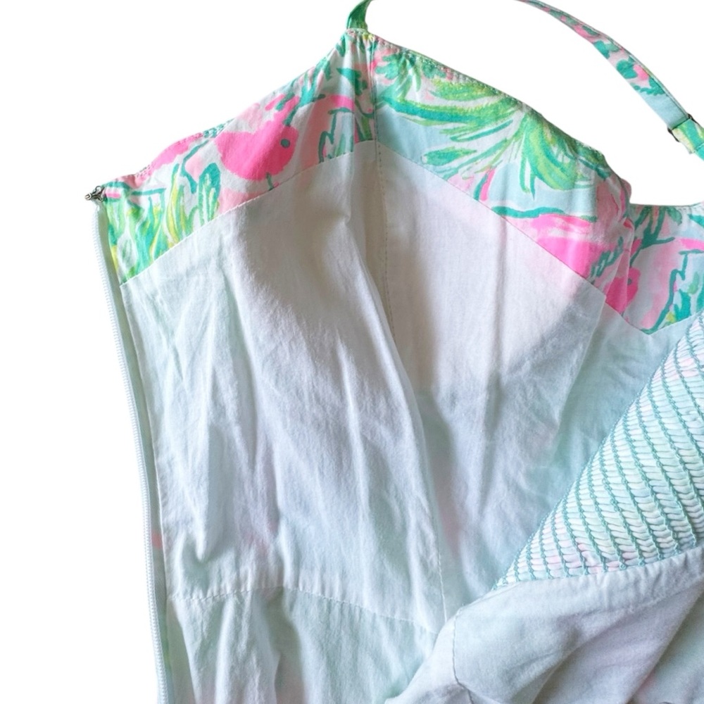 Lilly Pulitzer Pink Green Blue Tropical Button-Front Sundress - Picture 8 of 10
